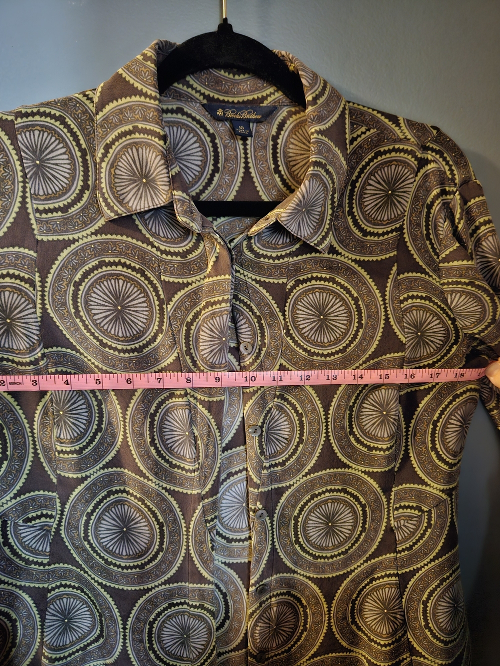 Brooks Brothers Brown and Green Silk Blouse - Picture 6 of 6
